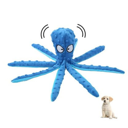 Squeak Dog Toy, 12.5In Plush Octopus Dog Toy with Crinkle Paper and Squeaky Inside, No Stuffing Dog Toys for Indoor Dog (Blue) - color: blue