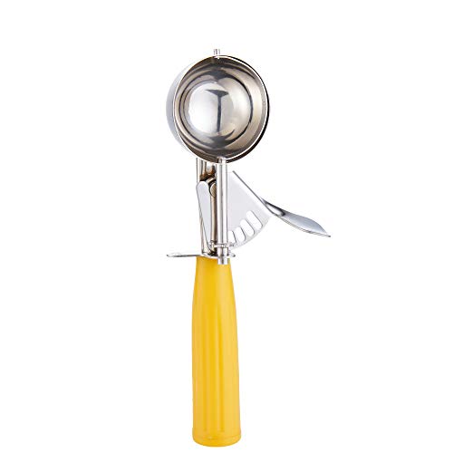 Saebye Portion Scoop - #20 (1.5 oz) - Disher, Cookie Scoop, Ice Cream Scoop - Portion Control - 18/8 Stainless Steel, Yellow Handle, For Cookie, Ice Cream, Meatball, Muffin, Cupcake, Protein Balls - size: #20/ 1.5 oz