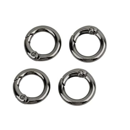 Gun Black 1in 2.5cm 4Pcs Spring O-Rings Hook for Bag Wallet Strap Keyring