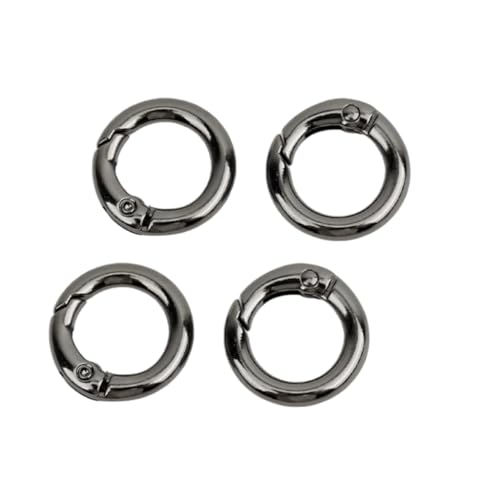 Gun Black 1in 2.5cm 4Pcs Spring O-Rings Hook for Bag Wallet Strap Keyring