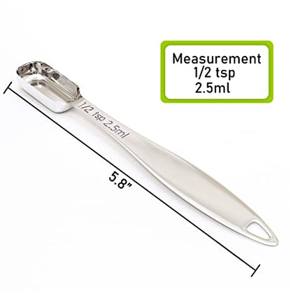 1PCS 1/2Teaspoon (2.5ml) Single Measuring Spoon, Individual Stainless Steel Long Handle Measure Tablespoon Only - size: 1/2tsp|1/6tbsp|2.5ml|0.08oz
