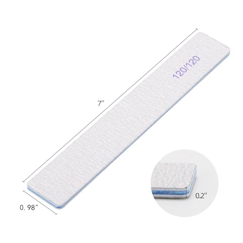 25 Pieces 120 Grit Rectangle Nail Files for Acrylic Nails and Natural Nails, Reusable Nail Buffers Double Sided Emery Boards Manicure Tools - size: 120/120 Grit(25 Count)