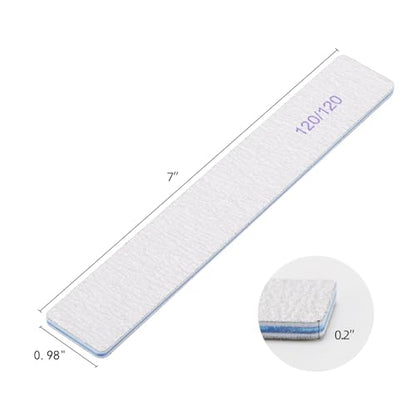 25 Pieces 120 Grit Rectangle Nail Files for Acrylic Nails and Natural Nails, Reusable Nail Buffers Double Sided Emery Boards Manicure Tools - size: 120/120 Grit(25 Count)