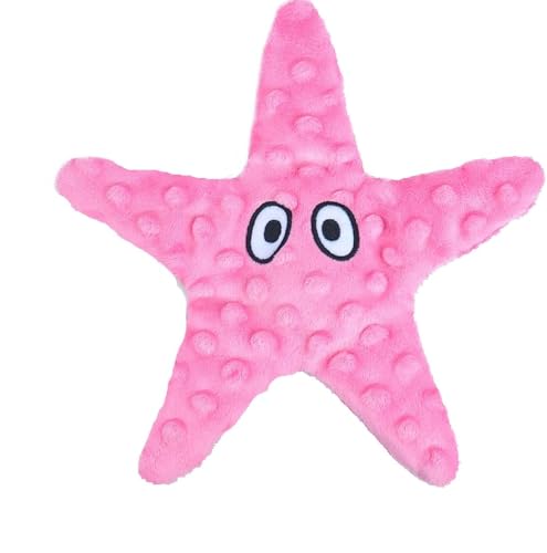 Artinova Dog Squeaky Crinkle Stuffless Chew Toy Easy Puzzle Cute Pink Starfish