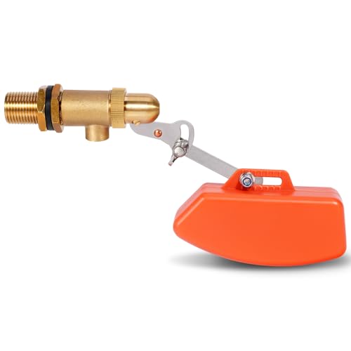 Brass Float Valve 1/2 Inch, Livestock Water Tank Float Valve Switch Brass Float Ball Valve Shut Off Pool Auto Fill Valve for Automatic Waterer - style: 1/2" Orange