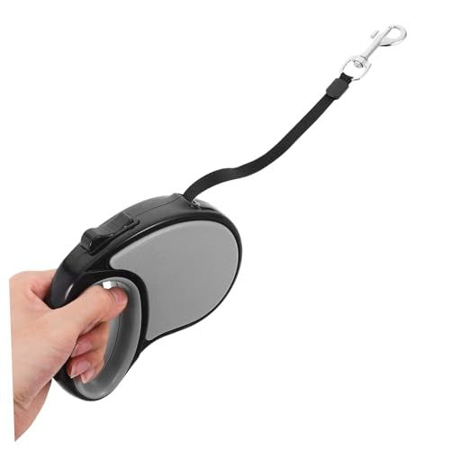 5M Retractable Dog Leash for Pets Automatic Telescopic Traction Rope with Braking System Black Dog for Easy Gripping