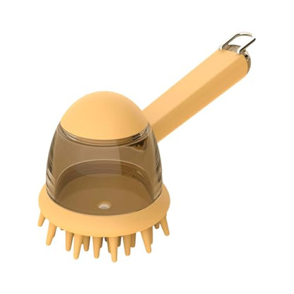 Bristles Dog Bath Brush for Bathing Massage Grooming Tool with Shampoo Dispenser for Efficient Dog Cats Pet Shower Brush for - color: Yellow