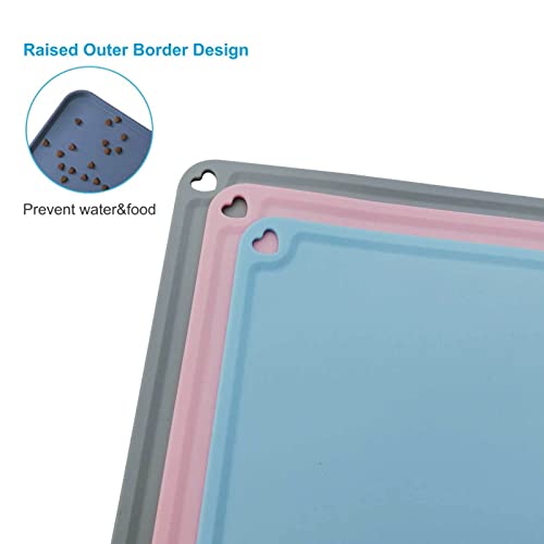 JiangYanus Silicone Pet Feeding Mat for Dog Cat Bowls, Non Slip Waterproof | Cat & Dog Bowl Mats Tray with Raised Edges for Food and Water, Pet Bowl Mat Dog Placemats to Prevent Water Spills on Floor - color: Green