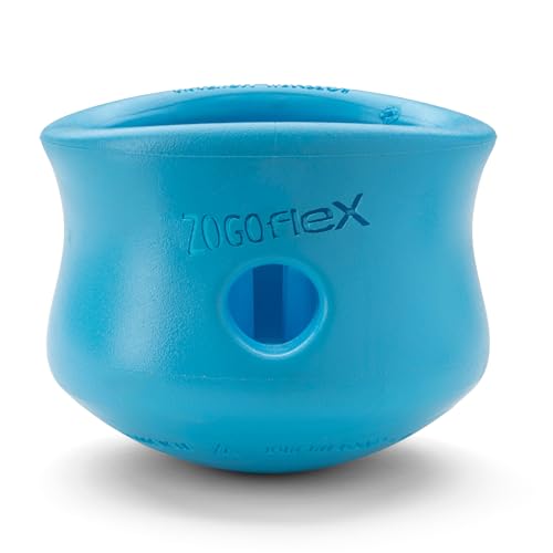 WEST PAW Zogoflex Toppl Interactive Treat Dispensing Puzzle Dog Toy for Mental Stimulation & Enrichment-Holds Kibble & Treats-Lickable, Freezable & Dishwasher Safe-Made in USA-X-Large-Aqua Blue - color: Aqua Blue, size: X-Large