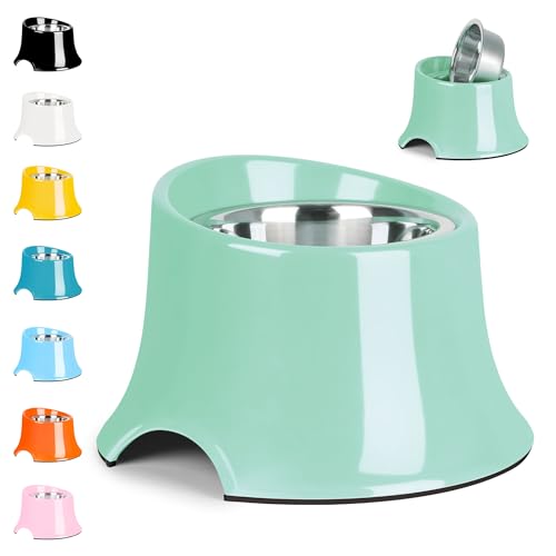 Tilted Elevated Dog Bowls Non-Slip & Non-Spill Pet Feeder with Elevated Detachable Melamine Stand, High Capacity Tilted Dog Bowl for Medium Small Size Dogs M/2 Cup Green - color: Green, size: M/2 Cup