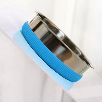 Anti-Slip Stainless Steel Pet Bowl for Dogs & Cats, Yellow