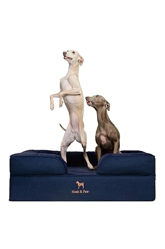 NOAH & PAW Large Dog Bed, 35x25x11 Inch, Orthopedic Dog Beds, Eggshell Memory Foam Infused with Cooling Gel, Inner Cover, Water Resistant, Machine Washable (Denim Sofa Collection) - color: Denim - Dark Blue, size: Large