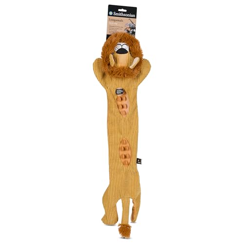 Smithsonian Longamals Lion Plush Dog Toy – 30" Crinkle & Squeaky, Stuffing-Free Interactive Tug Toy for Medium & Large Dogs - color: Lion, size: 30"