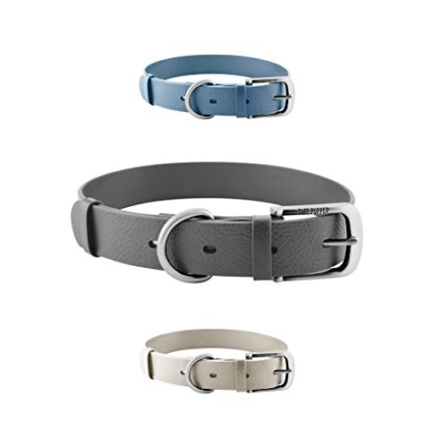 Tuff Pupper Classic Heavy Duty Dog Collar | 10x Stronger Than Leather | 100% Waterproof & Odor Proof Dog Collar | Tough Rust-Proof All Metal Hardware - color: Cool Gray
