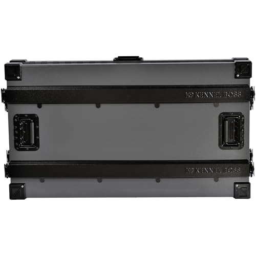 K9 Kennel Boss Aluminum Collapsible Dog Crate, Heavy Duty Folding Kennel - Medium-Long (Gray) - color: Gray, size: 40.6"L x 25.2"W x 28.9"H