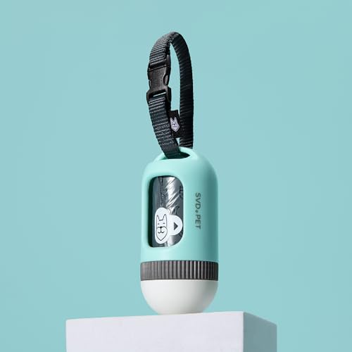 SVD.PET Dog Poop Bag Dispenser, Retractable Dog Waste Bag Holder for Leash, Pet Poop Bag Holder with 15 Bags, Dog Walking Accessory (Jade/White) - color: Jade/White