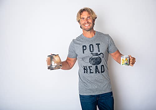 Funny Mens Shirts Sarcastic Tees with Funny Sayings and Cool Designs for Guys - color: Dark Heather Grey - Pot Head, size: X-Large