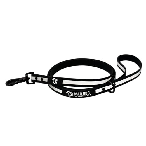 Biothane Dog Leash by Mad Dog Products - (.75" x 6 Foot Clip Leash, Black w/Reflective) - color: Black w/ Reflective