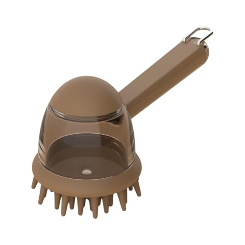Pet Grooming Brush with Shampoo Dispenser Gentle Bathing Massage Tool with Soft Bristles for Dog Cats Daily Dog Bathing Brush - color: Coffee