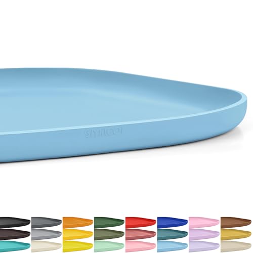SMILOOL Small Silicone Pet Food Mat with Raised Edge for Food and Water Bowl, Square Dog Feeding Mats, Cat Food Trays for Floor Waterproof, Rubber Tray for Dogs and Cats, 12 x 12 x 0.7 Light Blue - color: Light Blue, size: 12"L x 12"W