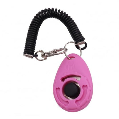 Dog Training Clicker with Wrist Strap - Ergonomic Mechanical Sound Signal for Obedience & Trick Training, Durable PP Plastic (1 Pack) - color: Pink