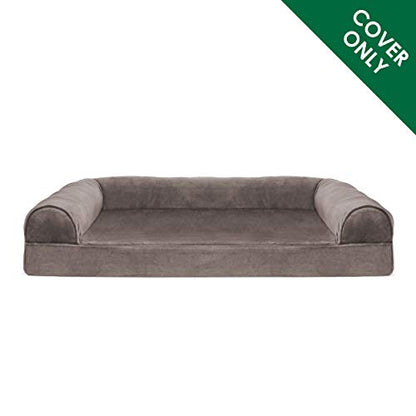 Furhaven Replacement Dog Bed Cover Faux Fur & Velvet Sofa-Style, Machine Washable - Driftwood Brown, Medium - color: (Faux Fur & Velvet) Driftwood Brown, size: Medium