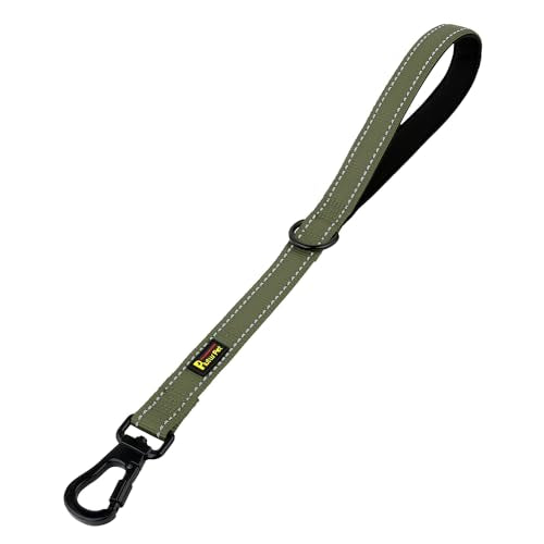 PLUTUS PET Short Training Dog Leash with Padded Handle for Medium Large Dogs,18 Inch Heavy Duty Strong Traffic Leash with Carabiner Clip for Climbing Walking or Guiding Blind(18”，Ranger Green) - color: Ranger Green, size: 18 Inch (Pack of 1)