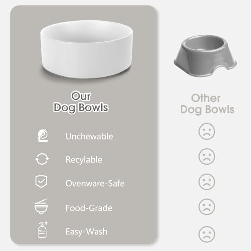 Ceramic Dog and Cat Bowl Set with Stand, 3.6 Cups Dog Food and Water Bowl Suitable for Small and Medium Pets (28.7oz White) - color: White, size: 28.7oz
