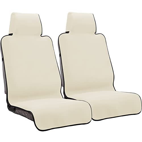 INFANZIA Premium Waterproof Seat Cover Towel Protector Neoprene Universal Fit, Upgraded 100% Washable & Removable Non-Slip Sweat Carseat Towel Covers, Perfect for Gym/Yoga/Workout（Beige,2PCS - color: Beige, size: two
