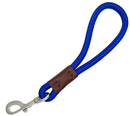 Short 12 Inch Dog Leash, 1/2" Nylon Rope Traffic Handle Lead | Strong Dog Tab Training Leash for Medium/Large/Ex-Large Dogs Outdoor Walking ( Blue ) - color: Blue