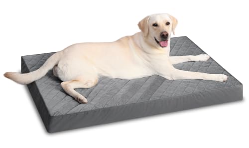 NUPIDA Orthopedic Dog Beds for Extra Large Dogs Waterproof Pet Mattress with Removable Washable Cover and Non-Slip Bottom, Quilting Bed for Crate, 47x29 Inch, Dark Gray - color: Dark Gray, size: 47.0"L x 29.0"W x 4.0"Th