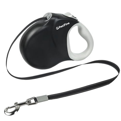 PetiFine Retractable Dog Leash for Large Dogs, 26 FT Heavy Duty Extendable Dog Leash up to 110lbs, Reflective Strong Nylon Tape, One-Handed Brake - color: Black