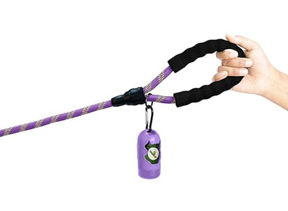 Homapet. Braided Rope Dog Leash 6 Ft with Comfortable Padded Handle Reflective Threads with Poop Bag Dispenser for Large Dogs (Violet/Yellow 6FT-1/2) - color: Violet/Yellow