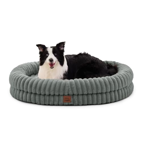 ChiXnuggle Orthopedic Dog Bed, Washable Cover, Faux Fur Bolster Pet Couch | waterproof,egg crate foam,non-slip bottom,for extra large dogs,grey,41*30*7,dog sofa - color: Grey, size: XL(41*30*7)