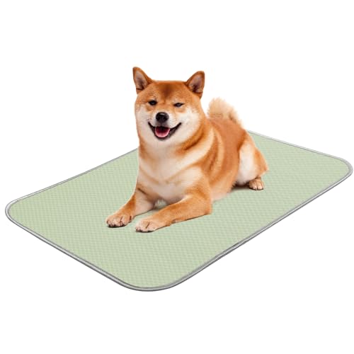 Buvlnee Summer Dog Cooling Mat Washable Ice Silk Self Cool Pad for Small Medium Large Dogs and Cats, Pet Sleeping Pad for Crate, Bed, Indoor & Outdoor Floor, Car Seats - color: Green, size: 27x22in