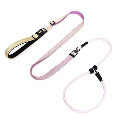 QQPETS Adjustable Slip Lead Dog Leash, Hands Free Waist Leash for Dog Walking, Reflective Training Lead with 360° Swivel Anti-Tangle, 4-7 ft Length for All Breeds - color: Yellow-purple Gradient