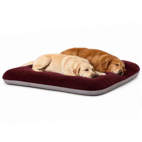 Magic Dog Super Soft Extra Large Dog Bed, 47 Inches Jumbo Orthopedic Foam Pet Beds with Anti Slip Bottom, Dog Sleeping Mattress with Removable and Washable Cover, Burgundy XL - color: Burgundy, size: 47.0"L x 39.0"W x 5.0"Th