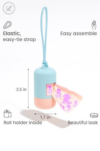 Dog Poop Bag Holder [2-Pack] | With 30 Extra-thick Dog Bags for Poop | Waste Bag Dispenser with Premium Soft-Touch Coating | Enlarged Dispense Opening, Stylish Color-Block Design (Blush Sky) - color: Blush Sky