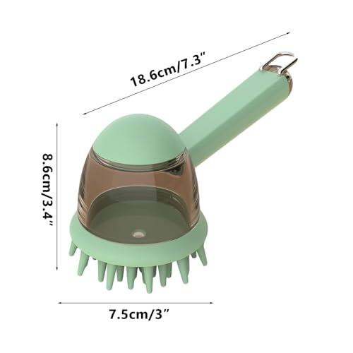 Pet Bath Brush, Dog Grooming Massage Brush with Shampoo Dispenser Adjustable Massage Scrubber for Dogs & Cats Hair - color: Green