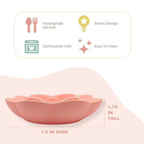 Hanara Sillicone Slow Feeder Dog Bowls & Lick Mat with Suction Bottom | Rose Petals Design | Promotes Better Digestion, Prevent Choking | Dish Washer Safe | Great Size for All Breed (Peach Beige) - color: Peach Beige