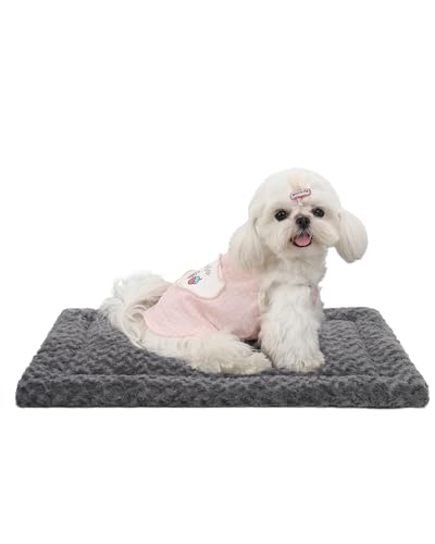 Washable Dog Bed Mat Crate Pad Soft Fluffy Pet Kennel Beds Dog Sleeping Mattress for Large Jumbo Medium Small Dogs, 21 x 13 Inch, Gray - color: Grey, size: 21.00" x 13.00" x 1.50"