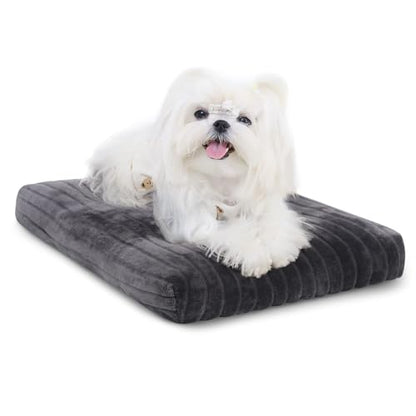 Dog Crate Bed Washable Dog Beds for Extra Small Dogs Deluxe Thick Flannel Fluffy Comfy Kennel Pad Anti-Slip & Anti-Scratch Pet Sleeping Mat, 21 x 12 Inch, Gray - color: Gray, size: 21.0"L x 12.0"W x 2.5"Th