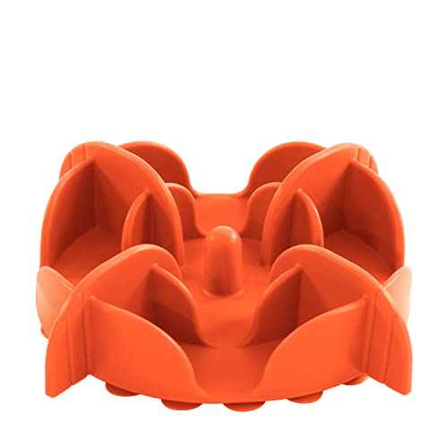 Jaoul Slow Feeder Dog Bowls Insert, 5.4 Inch Cuttable Slow Feeder Insert with 17 Octopus Suction Cups for Small Size Dog Food Bowl (Small, Orange) - color: Orange, size: Cuttable(Small)