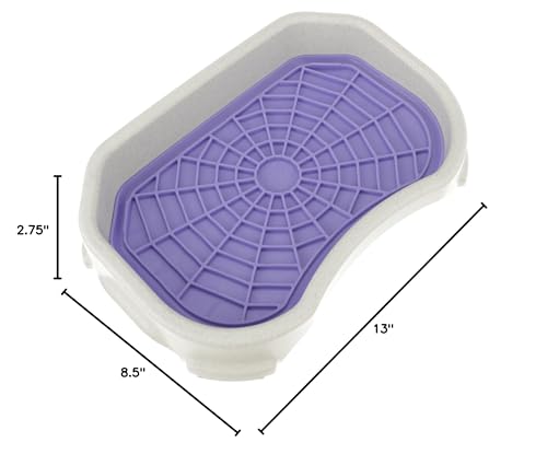 Neater Pets Neat-LIK Dog Lick Mat w/Mess-Proof Tray, Lick Mat for Dogs, Cats, Puppy, Reduces Anxiety & Boredom, Peanut Butter Slow Feeder, Interactive Treat Licking Pad (Purple & Green/Vanilla Bean) - color: Purple & Green Mats w/ Vanilla Bean Tray