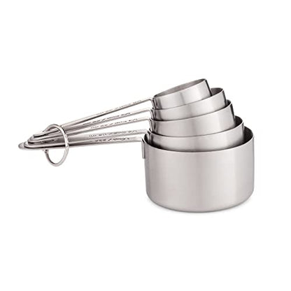 husMait 5-Piece Stainless Steel Measuring Cups Set - Heavy Duty Metal Measuring Cups with 1/8 Cup Size - Engraved Imperial & Metric Markings for Dry & Liquid Baking Ingredients, Stackable - color: Measuring Cups