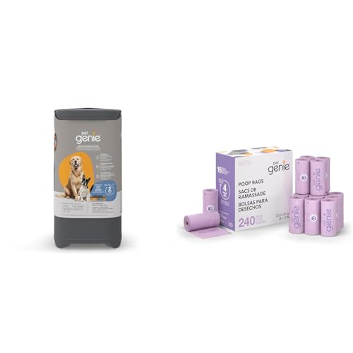 Pet Genie Pail with 14 FT Starter Refill + 240 Dog Poop Bags Bundle