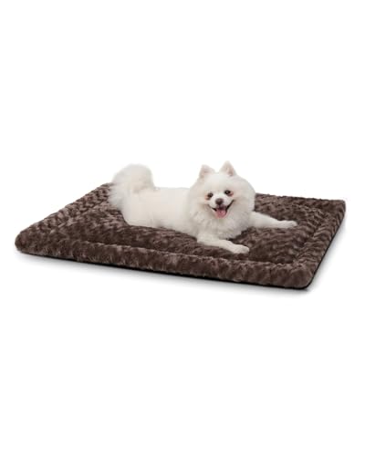 Washable Dog Bed Mat Crate Pad Soft Fluffy Pet Kennel Beds Dog Sleeping Mattress for Large Jumbo Medium Small Dogs, 30 x 19 Inch, Brown - color: Brown, size: 30.00" x 19.00" x 1.50"