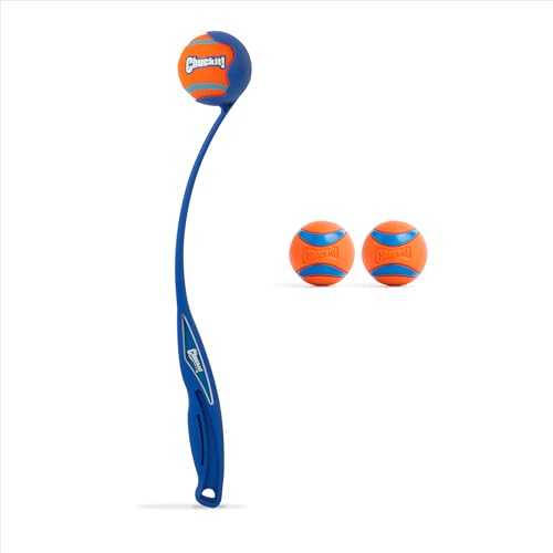Chuckit! Ultra Ball & Launcher Bundle - Sport 18" with 2 Pack Medium (2.5") Bouncy Fetch Balls for Dogs 20-60 lbs, Dog Fetch Ball Thrower - size: 18in, style: Ultra Ball & Launcher Bundle