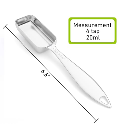 1PCS 4tsp (20ml) Single Measuring Spoon, Individual Stainless Steel Long Handle Measure Teaspoon Only - size: 4tsp|1.33tbsp|20ml|2/3oz