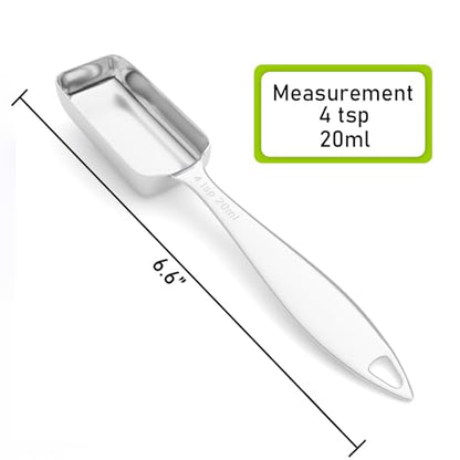 1PCS 4tsp (20ml) Single Measuring Spoon, Individual Stainless Steel Long Handle Measure Teaspoon Only - size: 4tsp|1.33tbsp|20ml|2/3oz